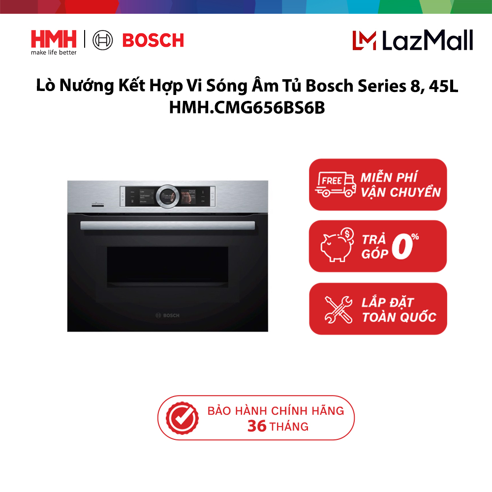 Genuine Bosch Hmh.Cmg656Bs6B Series 8, 45L Microwave Combination Oven - 36 Month Warranty - Free Shipping & Installation Giá 44,790,000 Đồng*Miễn phí vận chuyển