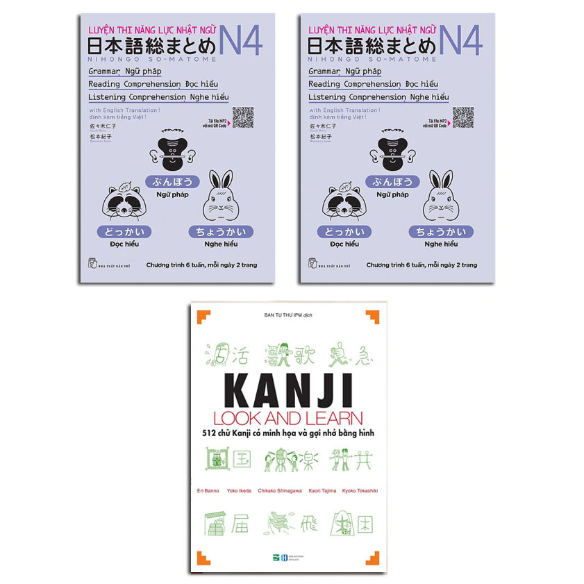 Sách - Somatome N4 (2 Cuốn) + Kanji N5-N4 Bản Nhật Việt - Luyện Thi Năng Lực Nhật Ngữ N4