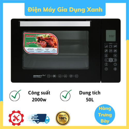 Lò Nướng Sanaky VH 5088N2D 50 lít Trưng bày Chức năng chính: Nướng bánhNướng gà nguyên con 2 kg trở xuống Nướng thực phẩm Công suất, nhiệt độ:  2000 W0 - 230 độ C
