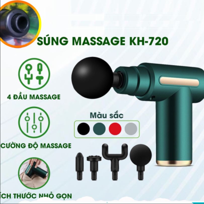 Máy massage 4 đầu 720 cổ đồng- máy massage kh-720 cầm tay mini mát xa trị liệu cổ vai gáy 4 đầu 6 chế độ cao cấp.