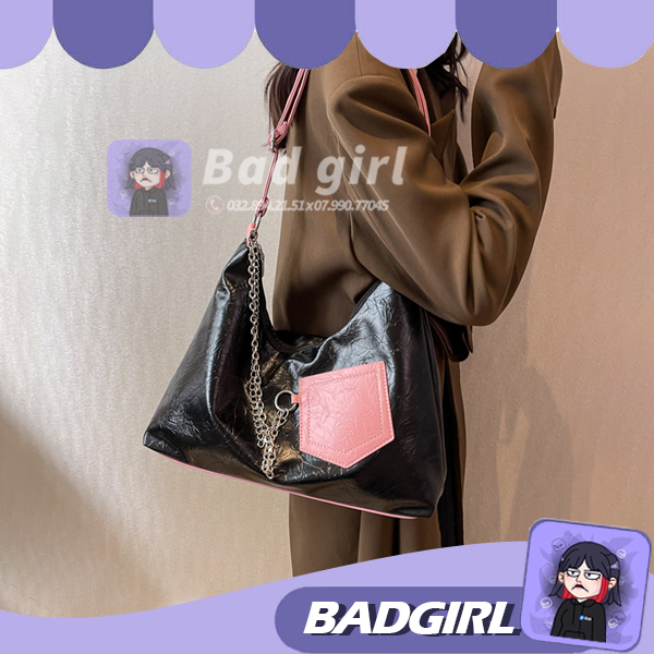 túi xách nữ họa tiết BADGIRL phối túi  túi đeo nữ phá cách thiết kế riêng BD7790