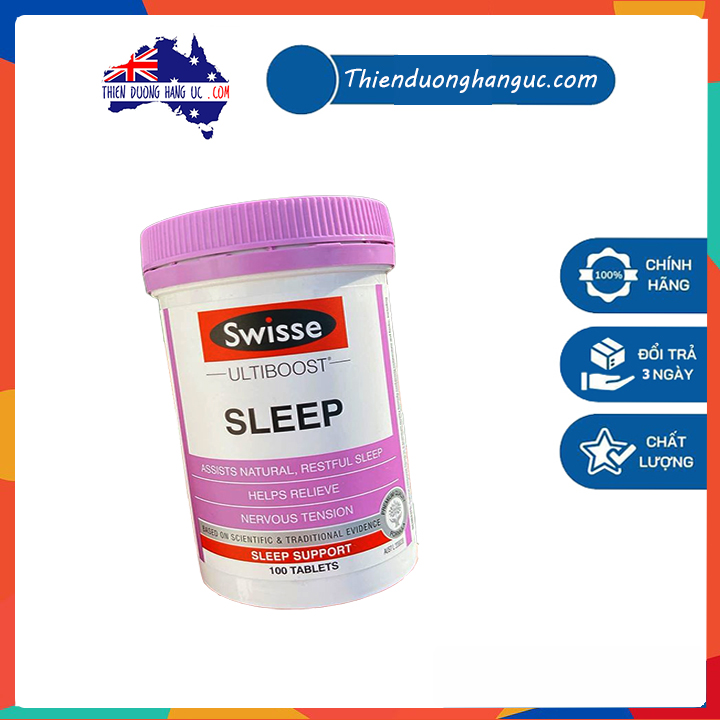 Viên uống hỗ trợ giấc ngủ Swisse Sleep Support - 100 viên - Dành cho những người khó ngủ mất ngủ, ngủ không ngon giấc, sáng dậy mệt mỏi,... giảm stress, căng thẳng quá mức gây mất ngủ.