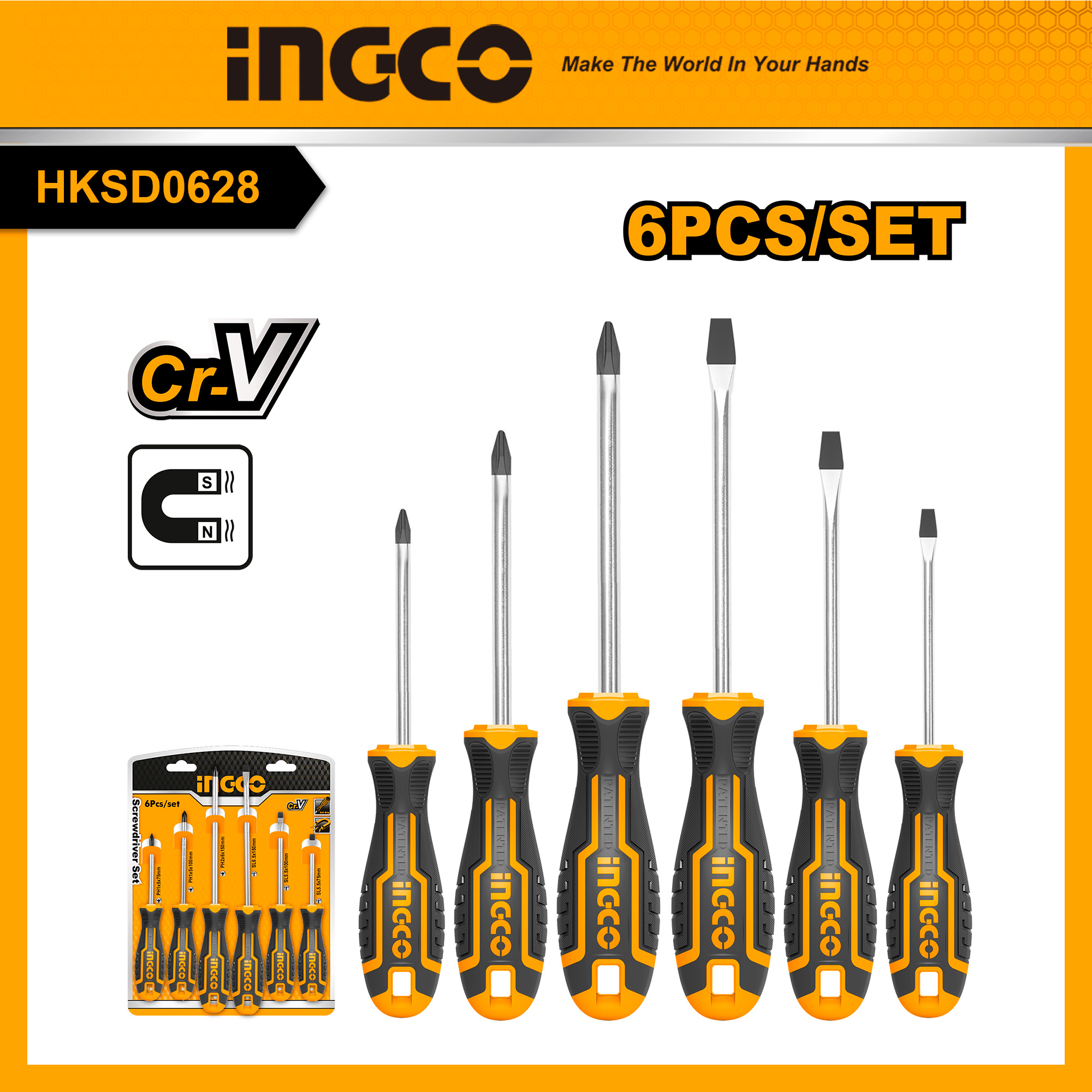 Ingco bộ 6 tua vít sửa chữa chuyên nghiệp cr-v rãnh và chéo từ vít bộ hksd0628