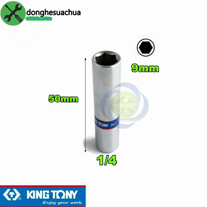 Tuýp 9mm loại 1/4 có 6 cạnh kingtony 223509m dài 50mm