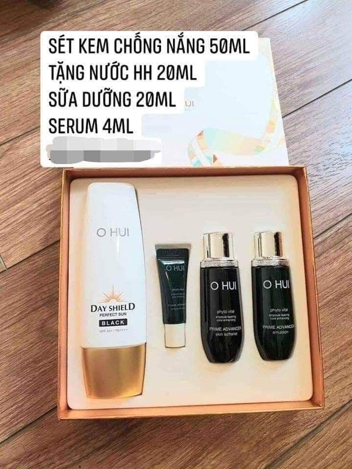 Set kem chống nắng 𝐎𝐡𝐮𝐢 𝐒𝐮𝐧 𝐏𝐫𝐨 𝐁𝐥𝐚𝐜𝐤 dành cho da bị sạm đen , hàng chuẩn 100% xách tay hàn quốc