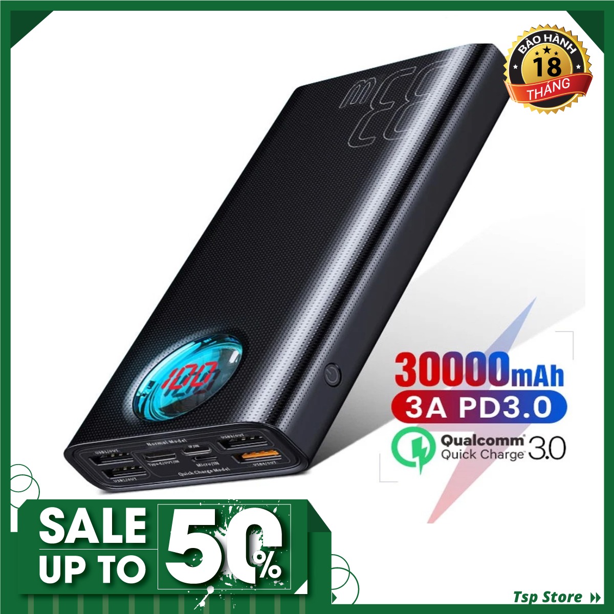 Pin sạc dự phòng 20.000-30.000mAh Baseus Amblight Quick Charge Digital Display Power Bank PD3.0 + QC3.0 (3 Input + 5 Output), hỗ trợ sạc nhanh lên đến (18W- 33W) dành cho Macbook, Tablet, Smartphone - phân phối bới baseusstore