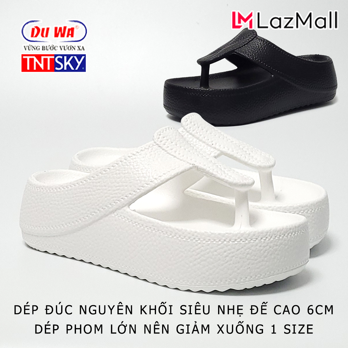 Dép xỏ ngón nữ đúc liền khối siêu nhẹ đế cao 6cm DUWA - Hàng chính hãng - LD352