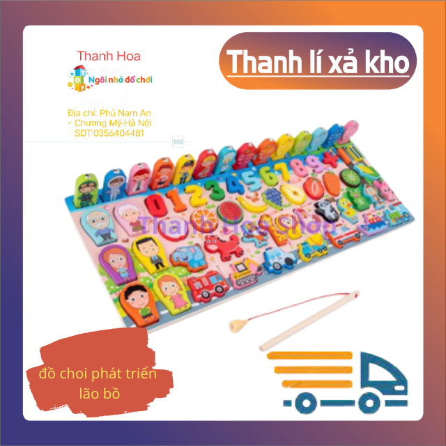[ Ảnh Thật ] Bộ Đồ Chơi Câu Cá Và Ghép Số Con Vật Giao Thông Cho Trẻ Học Đếm 63 Chi Tiết Cho Bé từ 2 - 5 Tuổi Bằng Gỗ