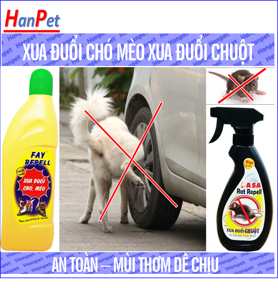 Hanpet- FAY xua đuổi - Dung Dịch Xua Đuổi chuột, đuổi ruồi xua đuổi Chó Mèo Chống Cắn Phá FAY REPELL / Xịt ngăn chó mèo phóng uế bừa bãi/ xịt khử mùi hôi / chống cắn phá lốp xe