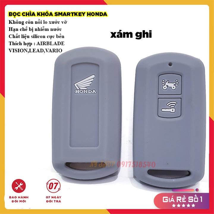 Bọc (Bao) Silicon Cho Chìa Smartkey Lead AirbladeVisionVario (MÀU XÁM GHI)