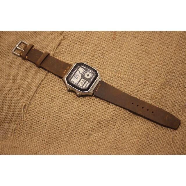 Dây đồng hồ Da Bò thật cho c_a_s_i_o AE1200 - size 18mm