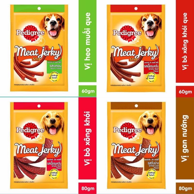 Thức ăn Dinh Dưỡng Đồ Ăn Vặt Bánh Thưởng Vị Thịt Bò Xông Khói Heo Muối Gan Nướng Meat Jerky Pedigree