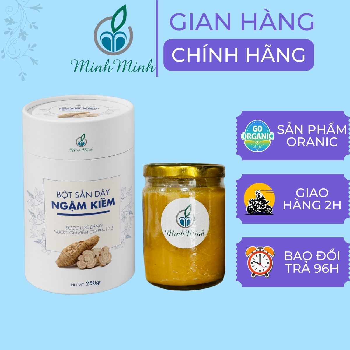 Combo bột sắn dây ngậm kiềm 250gr và đường thốt nốt thành phần 100% từ thiên nhiên