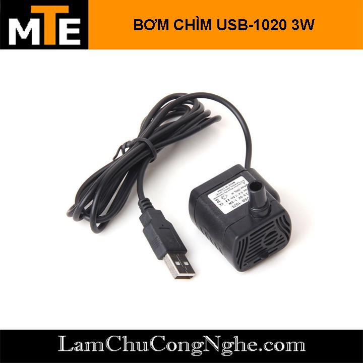 Bơm chìm usb-1020 3.5v - 9v 3w 200l/h bơm tiểu cảnh, bể cá, điều hòa nước