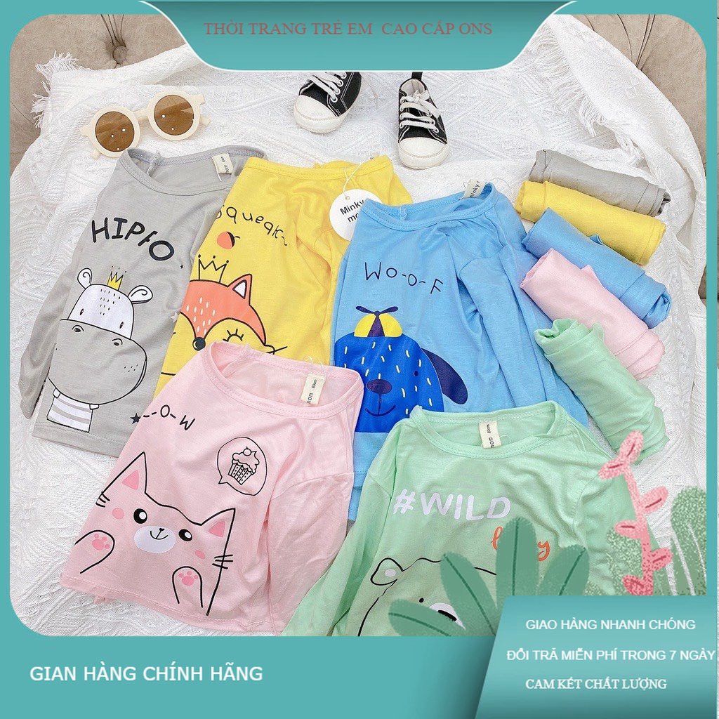4kg - 18kg Bộ minkymom dài tay chất thun lạnh in dễ thương cho bé