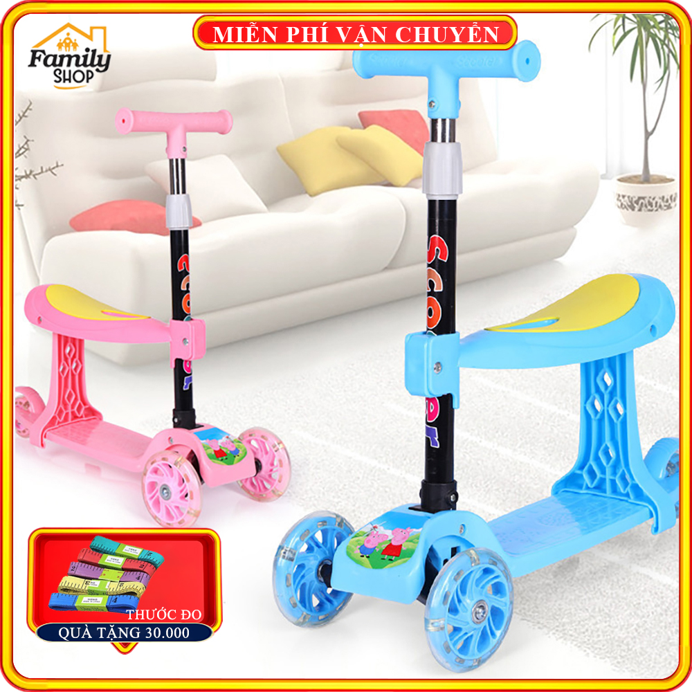 Xe trượt Scooter cho bé từ 3- 8 tuổi, 3 bánh có đèn led( không led)- Đồ chơi thể thao vận động ngoài trời cho bé.