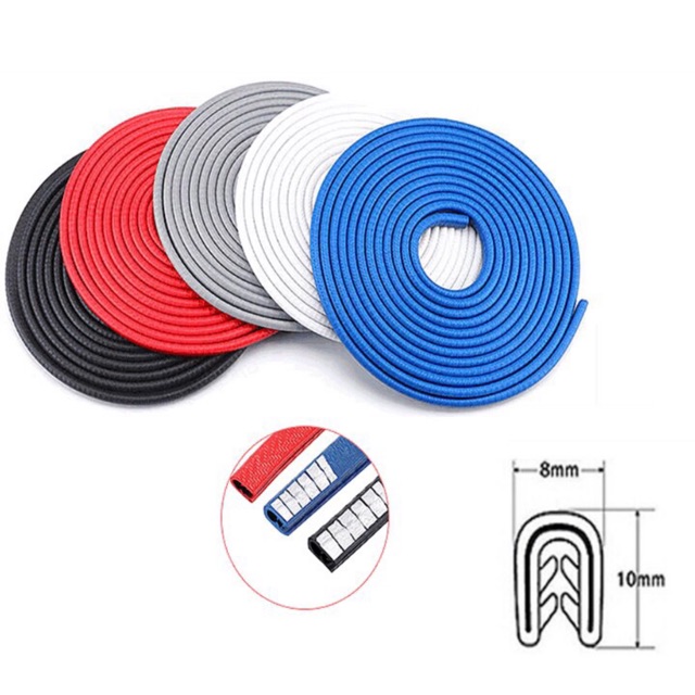 Combo 5 mét Nẹp cao su chống ồn, nẹp chống xước cửa ô tô, dán viền chữ U cao su chống va đập và trầy xước ô tô có lõi thép không cần dùng keo loại tốt