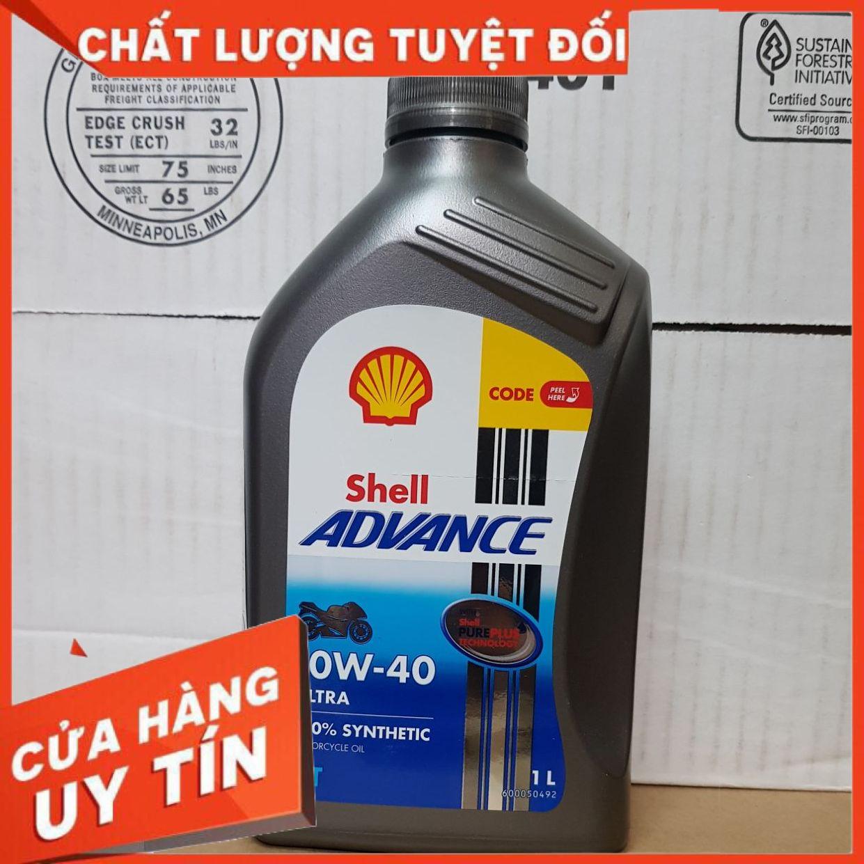 Nhớt Shell Advance Ultra 10W40 1L, nhớt shell xe số xe côn tay shell ultra 10W40 1L tổng hợp 100% êm xe nhẹ máy sự lựa chọn đúng đắn của bạn