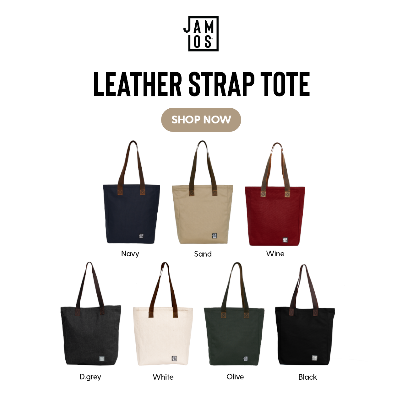 Jamlos Leather Strap Tote - Túi Tote Vải Canvas Phối Dây Da Thật
