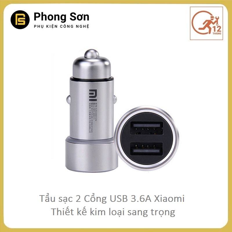 Tẩu sạc trên ô tô Xiaomi Silver (Sạc nhanh )