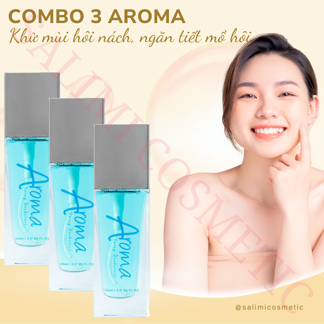 COMBO 3 Lọ Xịt Khử Mùi Hôi Nách AROMA 50ml - Khử Mùi Hôi Nách, Hôi Chân, Thâm Nách, Ra Mồ Hôi Nách - Thành Phần Từ Thiên Nhiên