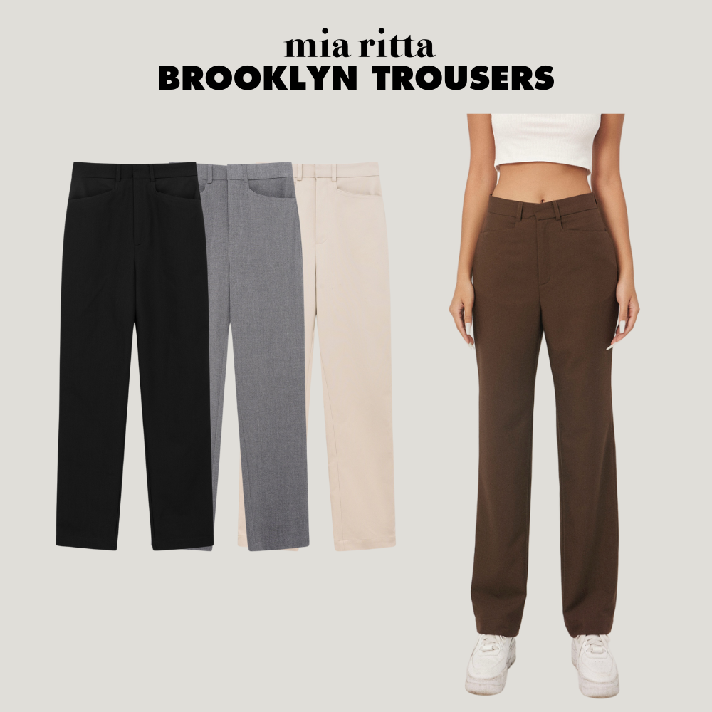 Quần suông dáng rộng cạp cao ống đứng Mia Ritta Brooklyn Trousers Q393
