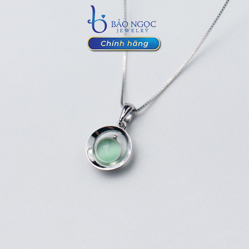 Dây Chuyền Bạc Nữ S925, Vòng Đeo Cổ Bạc Nữ Đính Đá Xanh Nhỏ Nhắn Đơn Giản - M1558 - Bảo Ngọc Jewelry