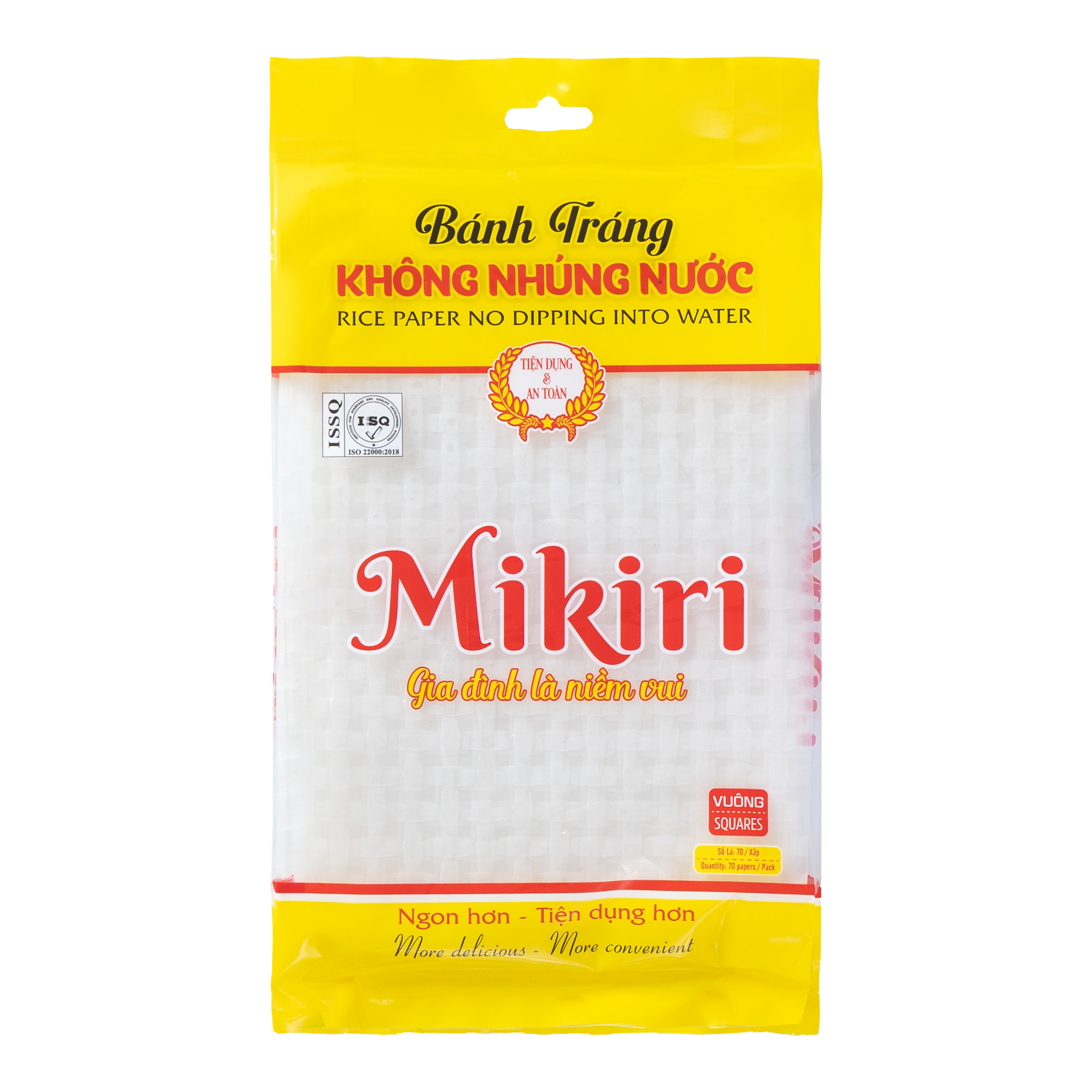 Bánh tráng vuông không nhúng nước Mikiri ( 2 xấp 220g)