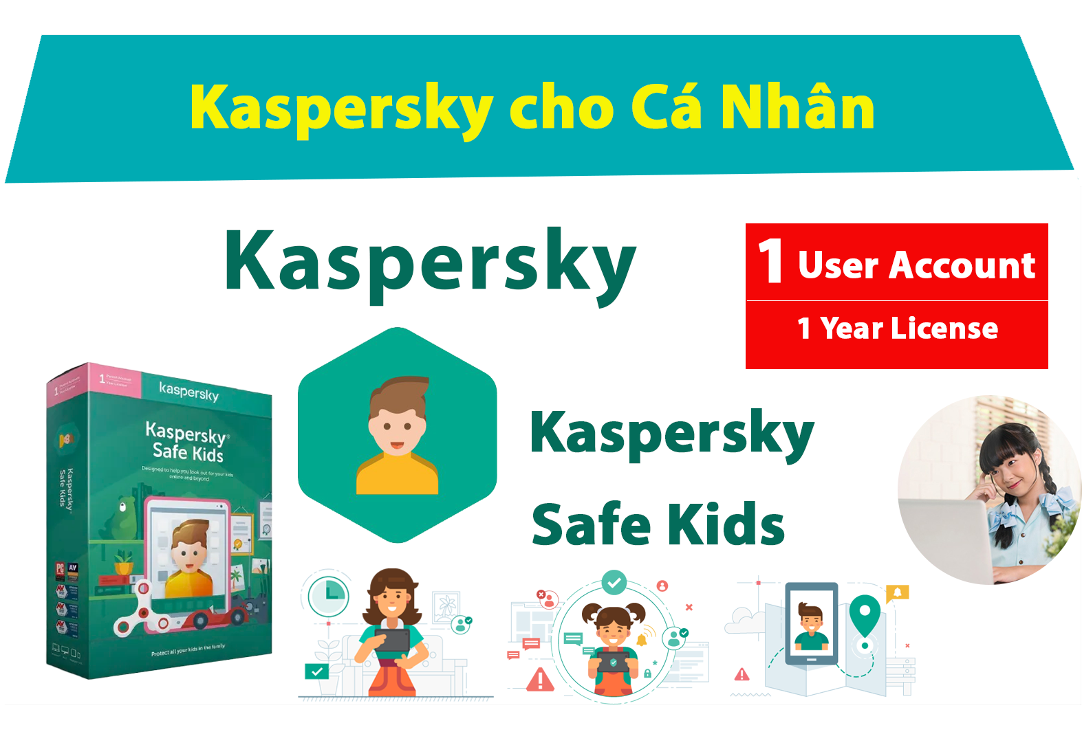 Phong bì tặng kèm +(mã Kaspersky Safe Kids 1PC/1year