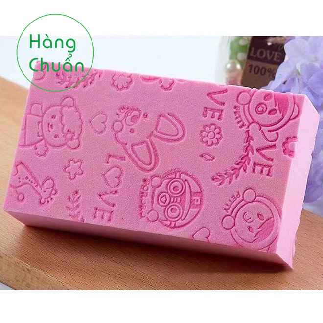 Hàng Chuẩn - Bông tắm bọt biển - Tẩy da chết tạo bọt kỳ ghét cực thích - Bông tắm cho bé, nam nữ trẻ em siêu mềm mại - Màu Hồng