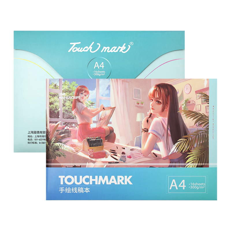Giấy vẽ màu dạ marker Touch Mark size A4 định lượng 300gsm 16 tờ chuyên vẽ anime, truyện tranh manga, thiết kế thời trang