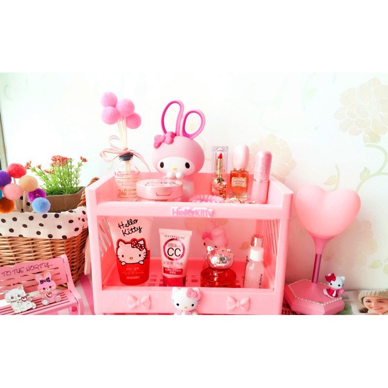 [HCM]Kệ đựng trang điểm 2 tầng kitty sản phẩm tốt chất lượng và độ bền cao cam kết hàng đúng như hình ảnh