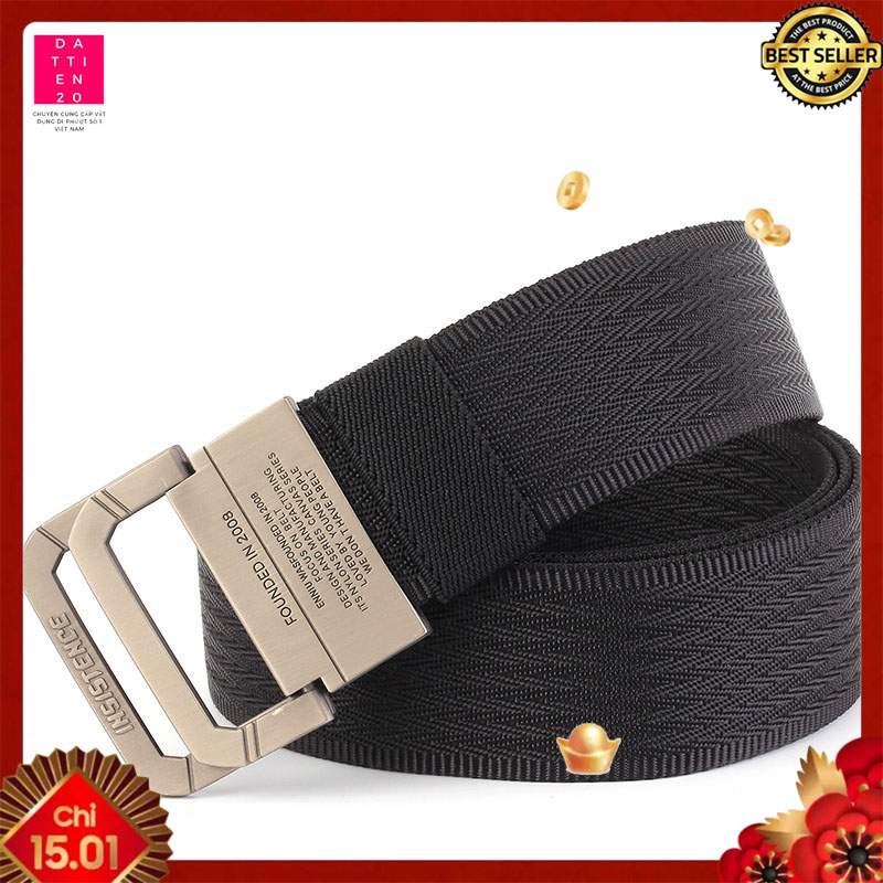 THẮT LƯNG NAM THỜI TRANG VẢI CANVAS GÀI 2 THANH KIM LOẠI THƯƠNG HIỆU ENNIU 13Y INSISTENCE