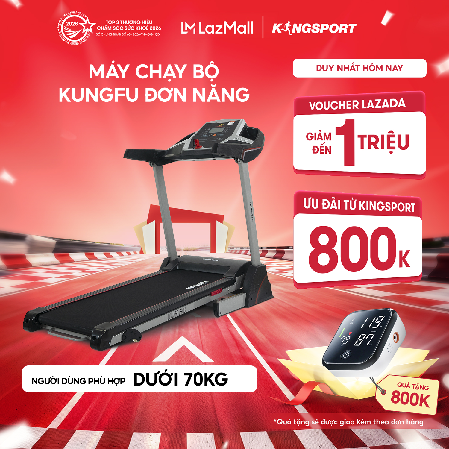 Free Installation |   Kingsport Kungfu Single-Function Treadmill with Maximum Speed of 14Km/H, 12 Diverse Training Programs