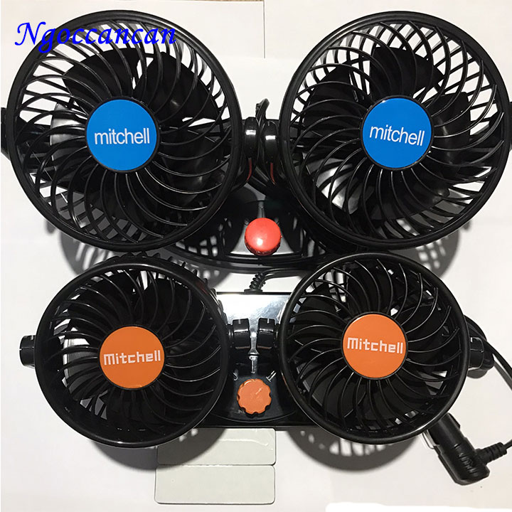 Quạt ô tô , xe hơi xoay 360 độ 12v, xe tải 24v