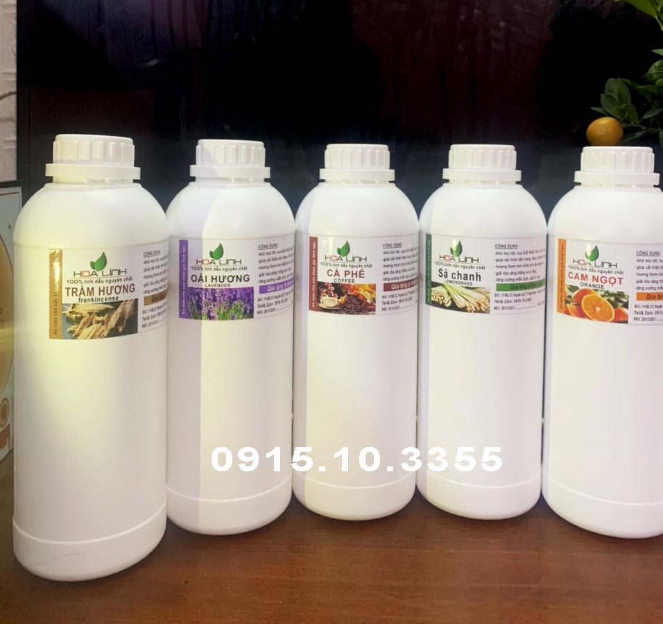 Chai lớn 1 lít - tinh dầu nguyên chất 100% hóalinh : sả chanh, quế. bạc hà, hoa hồng, ly.....xông phòng, xát khuẩn,thư giãn