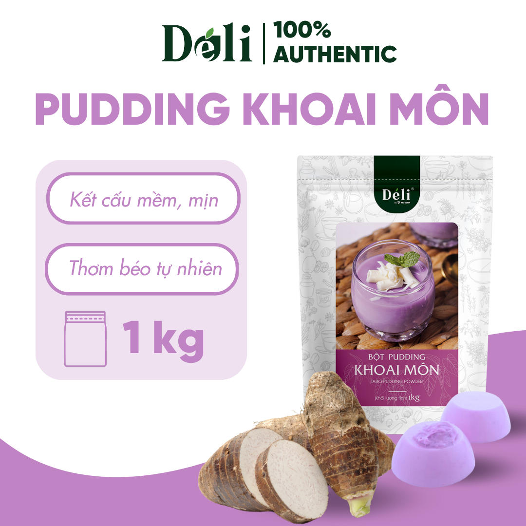 Pudding khoai môn Déli - chuyên dùng làm topping trà sữa - thơm béo, mềm mại