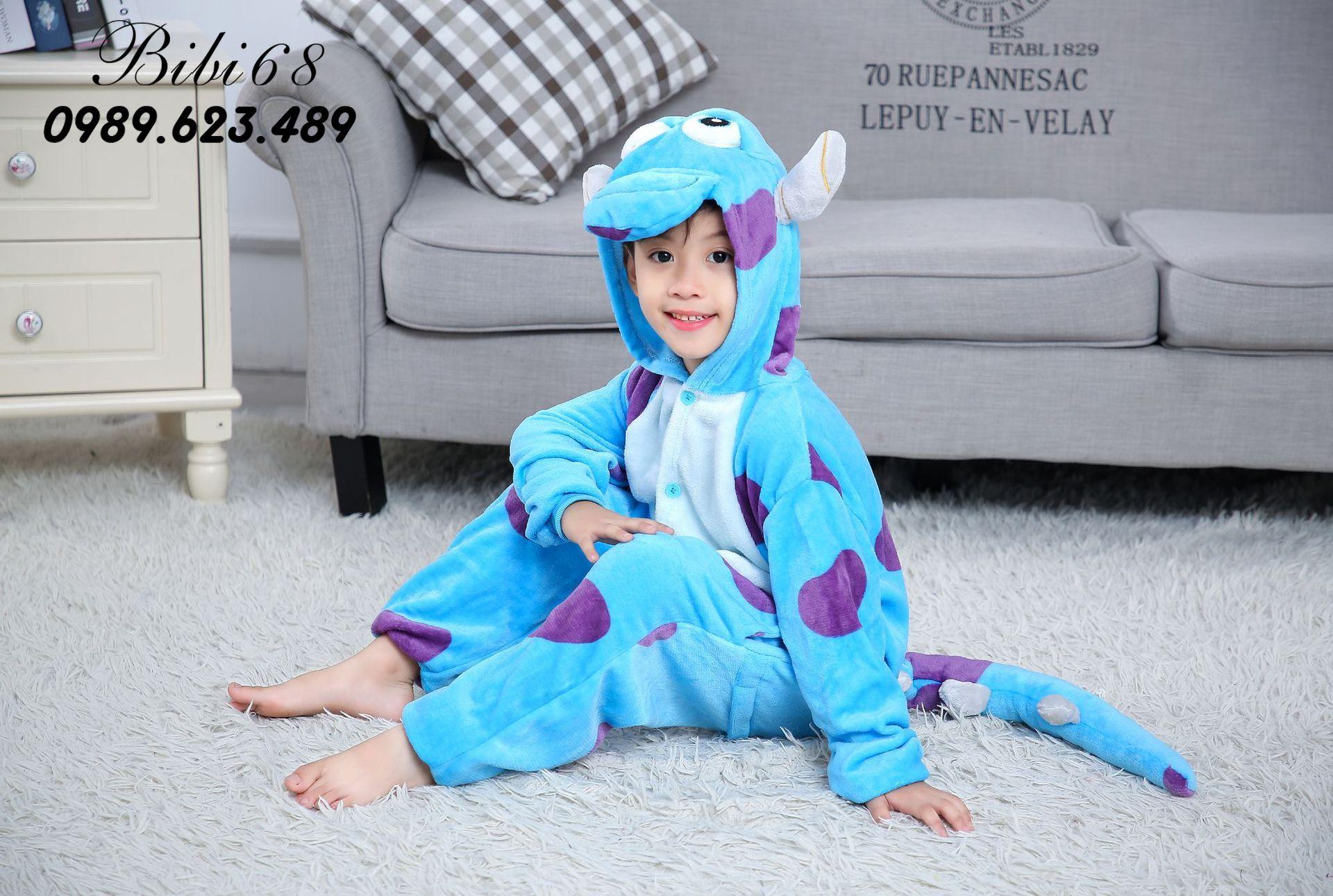 Bộ đồ lông hình thú liền thân Khủng Long xanh lừa xanh Pijama Động Vật Hoạt Hình Cosplay nhiều màu đón giáng sinh HOT độc và lạ decoshop68 1915