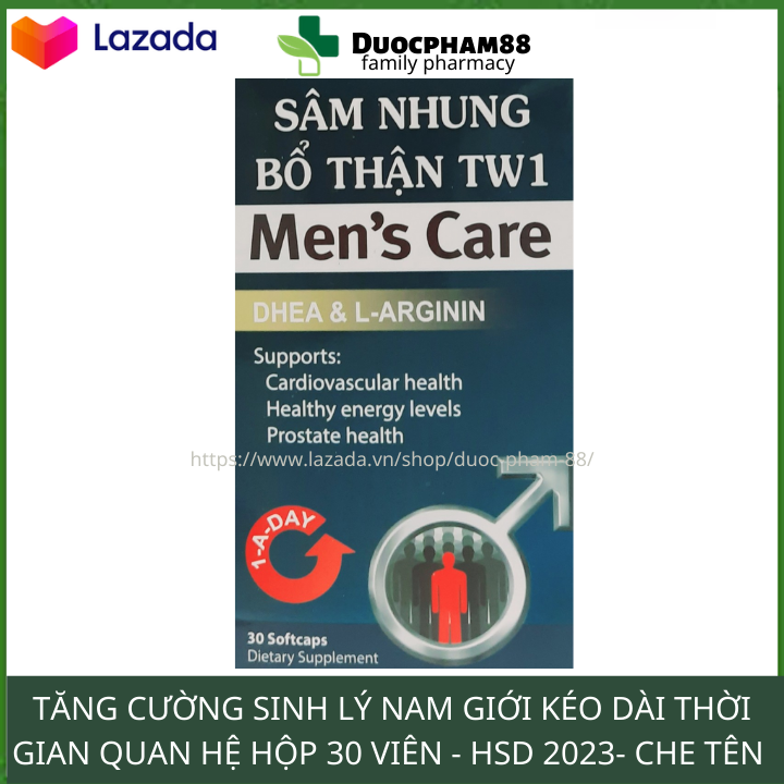 Tăng cường sinh lý nam giới kéo dài thời gian quan hệ sâm nhung bổ thận TW1 Men Care 30 viên - che tên