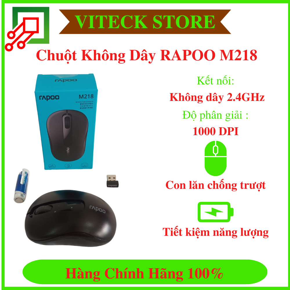 Chuột không dây rapoo m218 chính hãng - cắm là xài - siêu bền - bh 2 năm