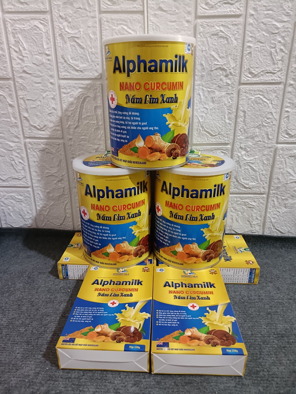 Sữa nghệ alphamilk nấm lim xanh tặng kèm hộp 150g