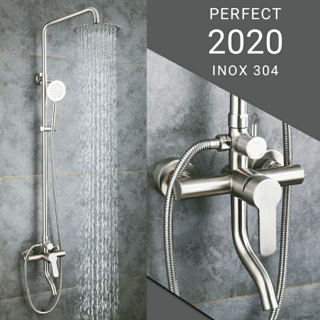 Sen cây tắm đứng Mas nóng lạnh chất liệu inox 304 giá rẻ, bền chắc không chứa chì, đảm bảo an toàn cho người sử dụng