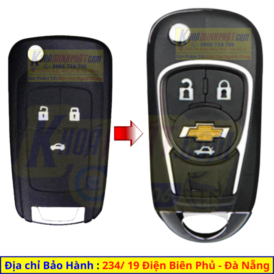 Vỏ chìa khóa xe Ô Tô Chevrolet Cruze, Colorado, Orlando, Lacetti V11