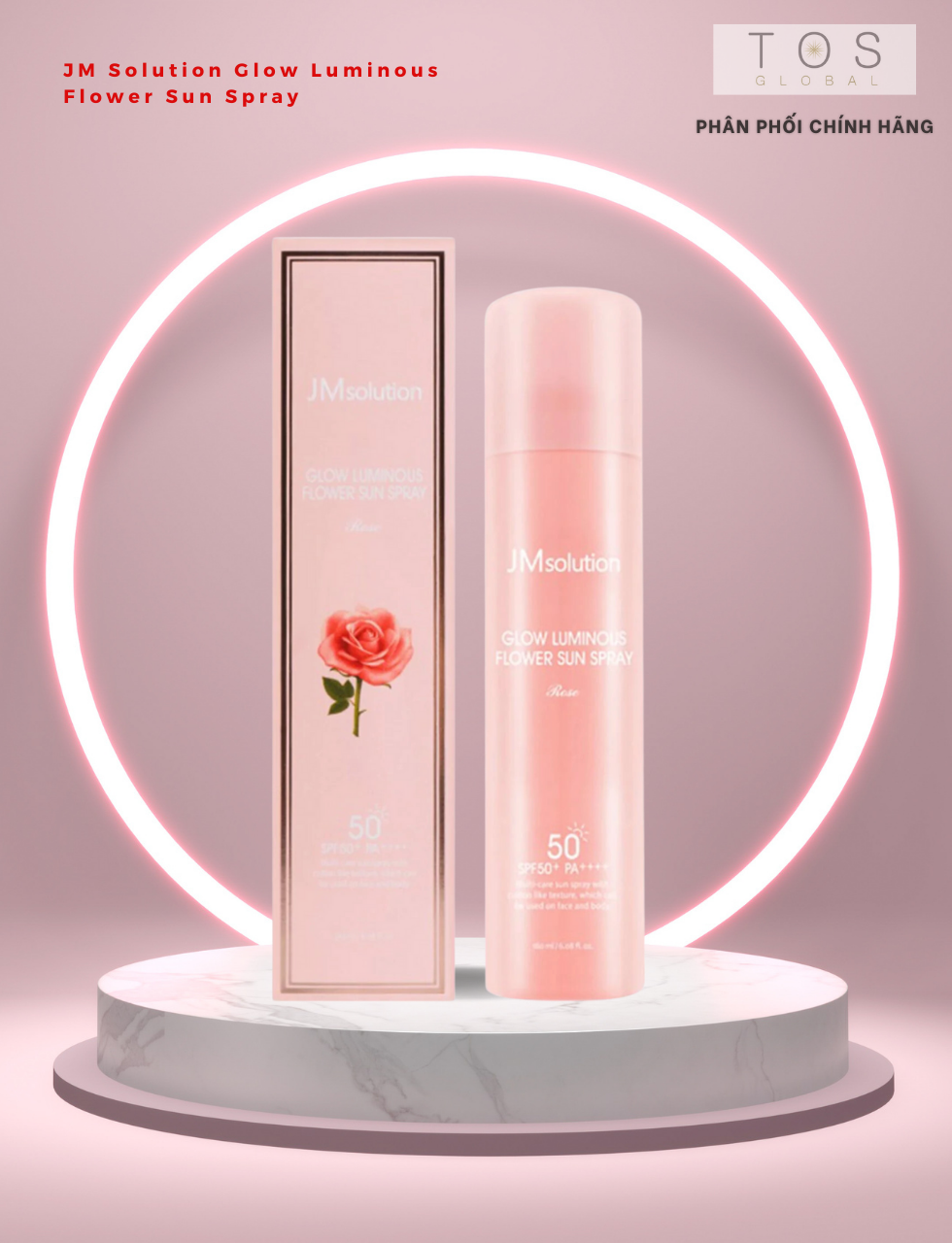 Xịt chống nắng Dưỡng sáng da chiết xuất hoa hồng JM Solution Glow Luminious Flower Sun Spray