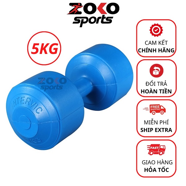 Tạ nhựa 5kg, quả tạ tập tay bọc nhựa đã nhồi lõi thép chống gãy