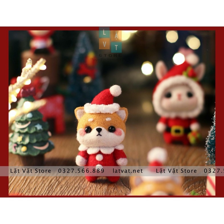 Bộ len chọc làm quà Giáng Sinh đơn giản - Có hướng dẫn và video - Needle felting Christmas Gift