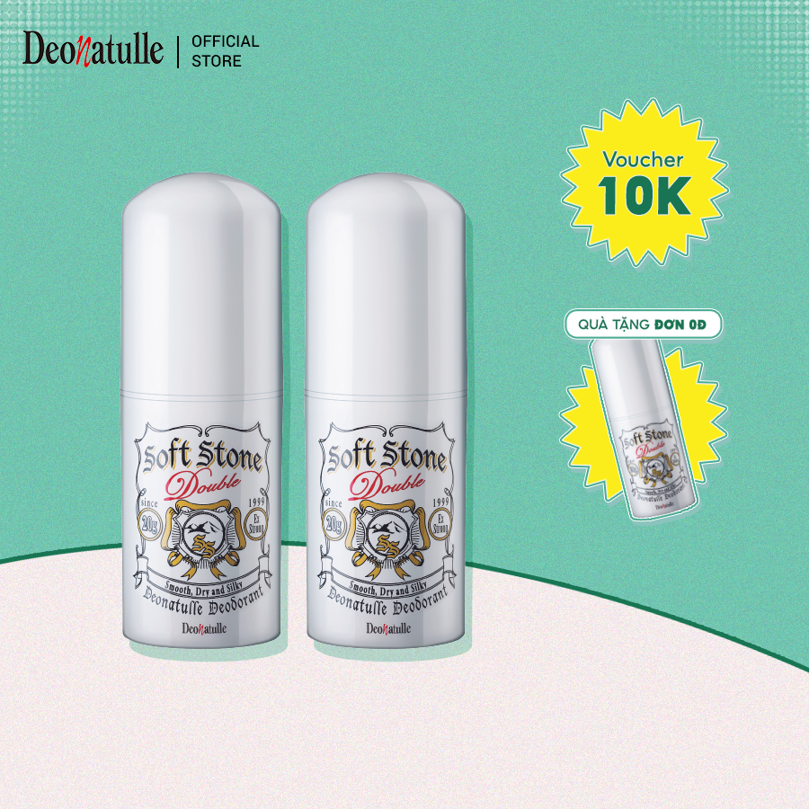 Combo 2 Lăn Khử Mùi Đá Khoáng Dạng Sáp Cho Mọi Loại Da Deonatulle Soft Stone Double Deodorant 20g