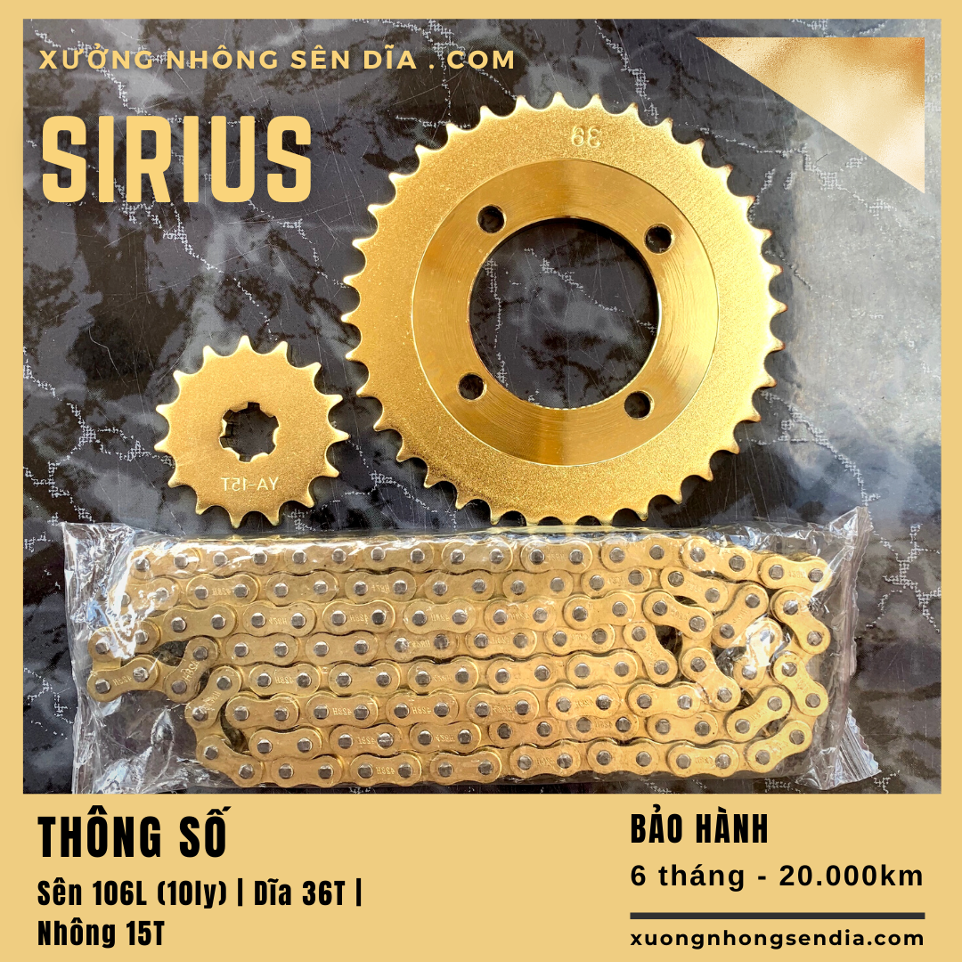 [FreeshipMAX] [HCM]NHÔNG SÊN DĨA SIRIUS XĂNG CƠ VÀNG