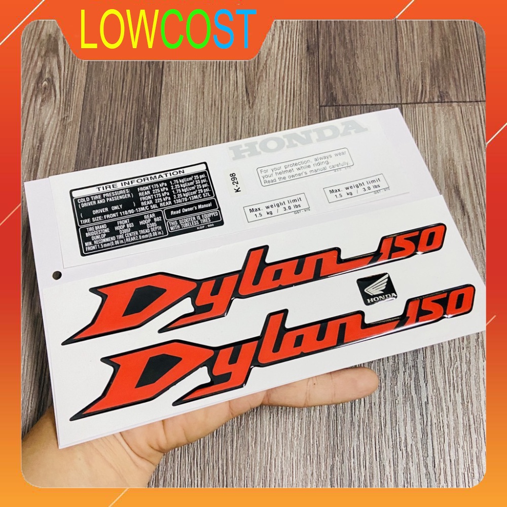 Bộ tem xe dylan 125 kèm tem thông số xe như hàng zin
