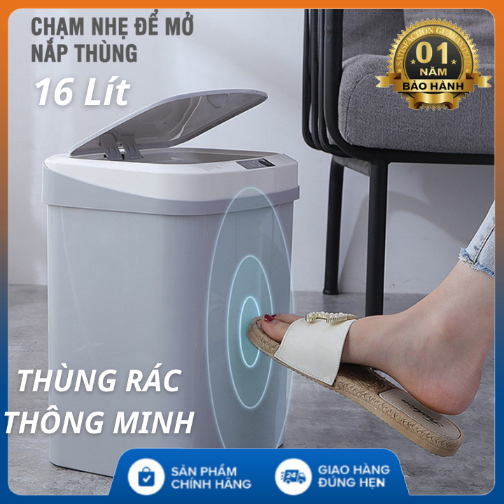 Thùng rác thông minh có cảm ứng - Sọt Đựng Rác Thông Minh cỡ lớn sang trọng cảm ứng hồng ngoại và rung động tự động mở nắp - Giỏ Đựng Rác Thông Minh sạc điện thùng rác gia đình , Thùng Rác mini để bàn , Thùng Rác nhà bếp